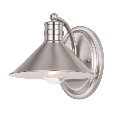 Vaxcel Akron Nickel Farmhouse Wall Sconce 1 Light Bathroom Vanity Fixture W0375